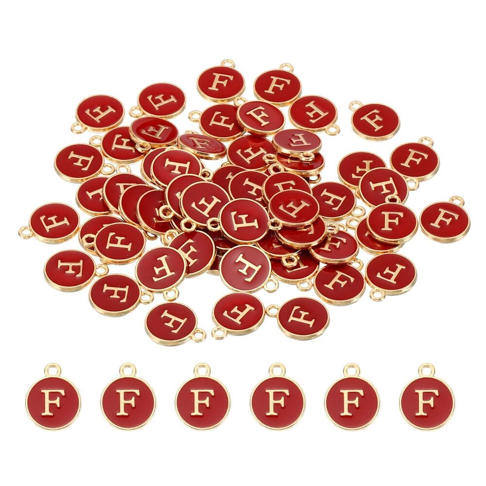 3169 Letter Charm F, 60Pcs Double Sided Alphabet Initial Charm Pendants